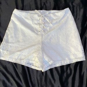 White lace shorts